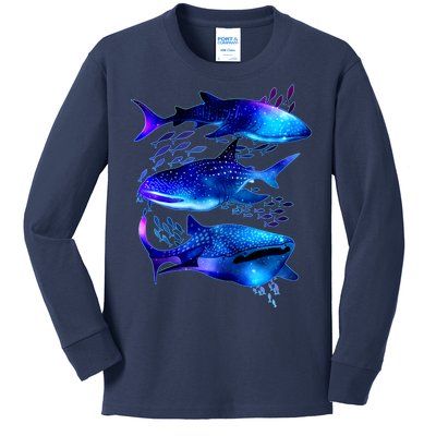 Outer Space Whale Sharks  Kids Long Sleeve Shirt