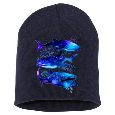 Outer Space Whale Sharks  Short Acrylic Beanie