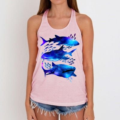 Outer Space Whale Sharks  Women's Knotted Racerback Tank