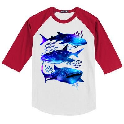 Outer Space Whale Sharks  Kids Colorblock Raglan Jersey