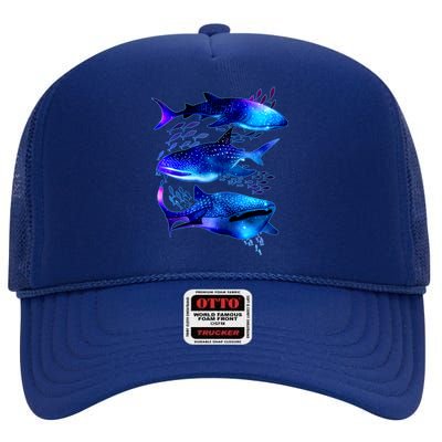 Outer Space Whale Sharks  High Crown Mesh Back Trucker Hat