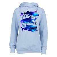 Outer Space Whale Sharks  Womens Funnel Neck Pullover Hood