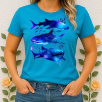 Outer Space Whale Sharks  Womens T-Shirt