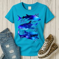 Outer Space Whale Sharks  Womens T-Shirt
