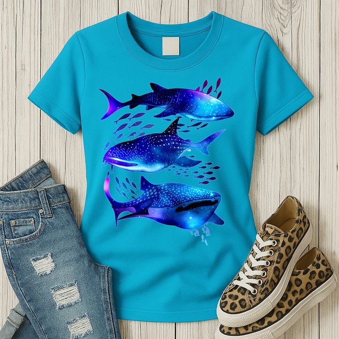 Outer Space Whale Sharks  Womens T-Shirt