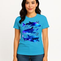 Outer Space Whale Sharks  Womens T-Shirt