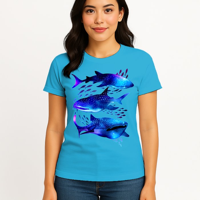 Outer Space Whale Sharks  Womens T-Shirt