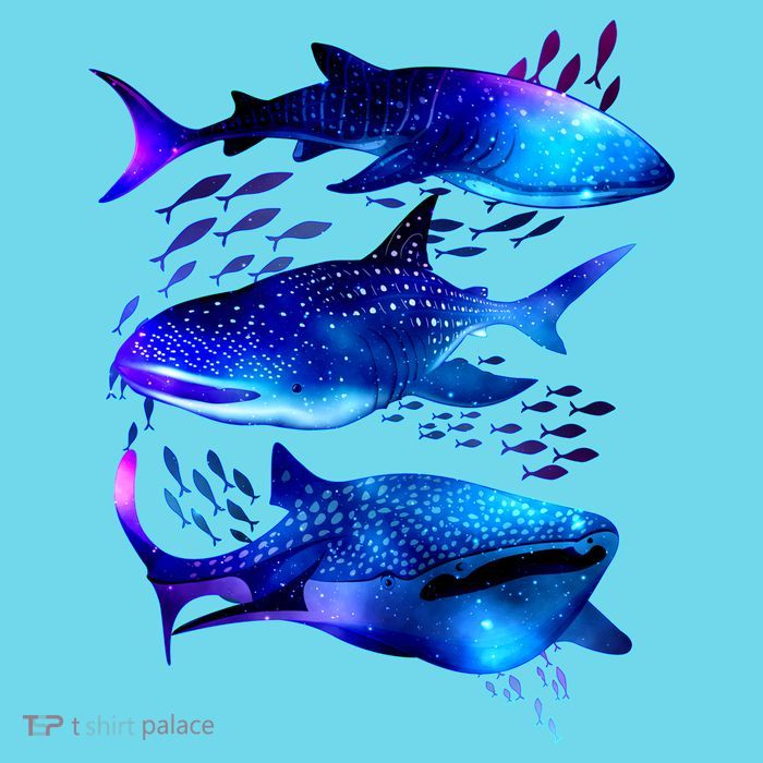 Outer Space Whale Sharks  Womens T-Shirt