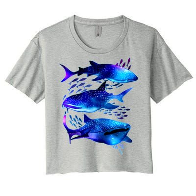 Outer Space Whale Sharks  Women's Crop Top Tee