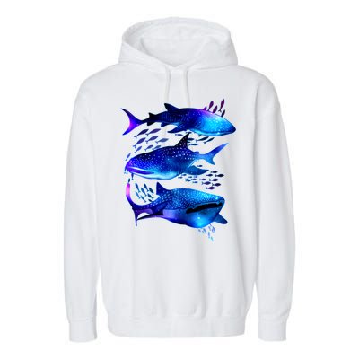 Outer Space Whale Sharks  Garment-Dyed Fleece Hoodie