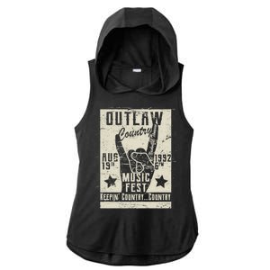 Outlaw Country Music Fest Nashville Ladies PosiCharge Tri-Blend Wicking Draft Hoodie Tank