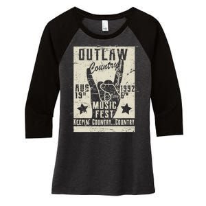 Outlaw Country Music Fest Nashville Women's Tri-Blend 3/4-Sleeve Raglan Shirt