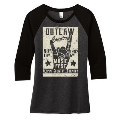 Outlaw Country Music Fest Nashville Women's Tri-Blend 3/4-Sleeve Raglan Shirt