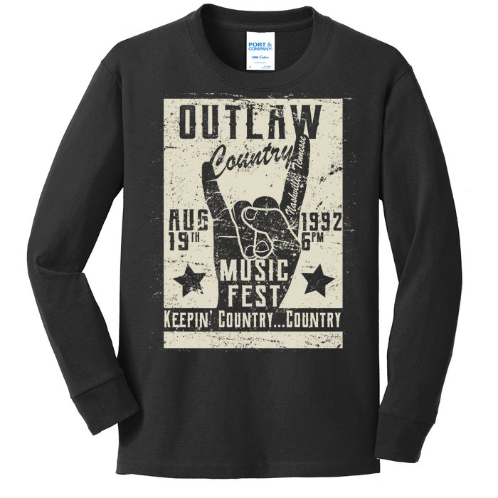 Outlaw Country Music Fest Nashville Kids Long Sleeve Shirt