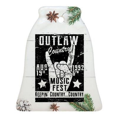 Outlaw Country Music Fest Nashville Ceramic Bell Ornament