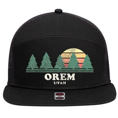 Orem Ut Vintage Throwback Retro 70s 7 Panel Mesh Trucker Snapback Hat