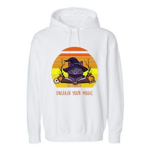 Oct Unleash Your Magic Funny Halloween Garment-Dyed Fleece Hoodie