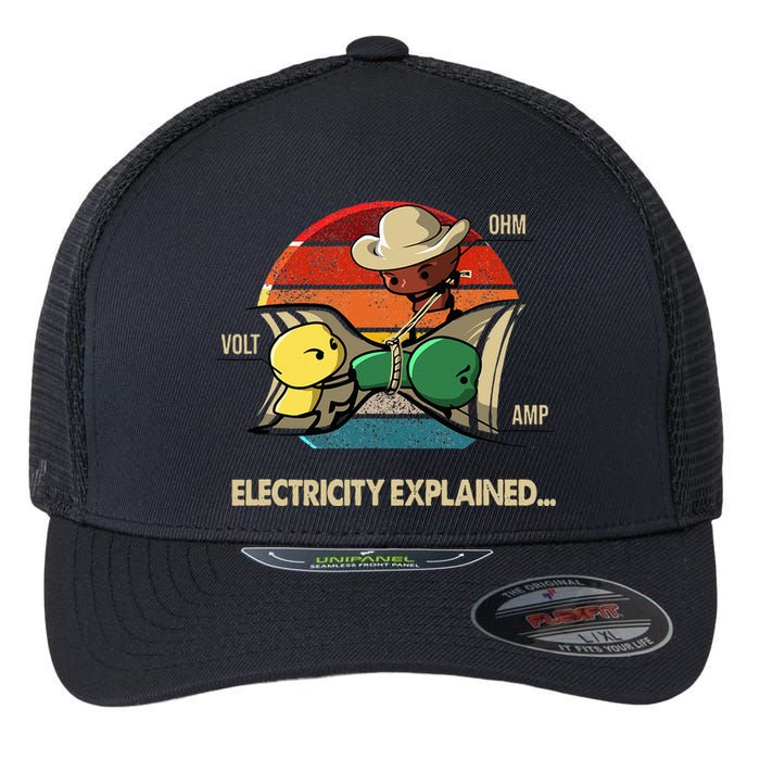 Ohm Volt Amp Electricity Explained Vintage Electrician Nerd Flexfit Unipanel Trucker Cap