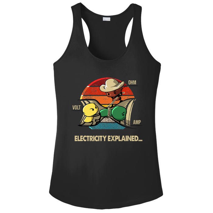 Ohm Volt Amp Electricity Explained Vintage Electrician Nerd Ladies PosiCharge Competitor Racerback Tank