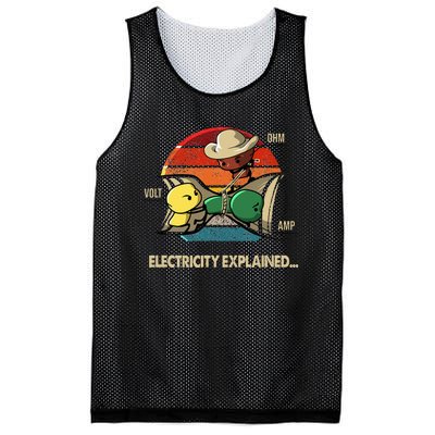 Ohm Volt Amp Electricity Explained Vintage Electrician Nerd Mesh Reversible Basketball Jersey Tank