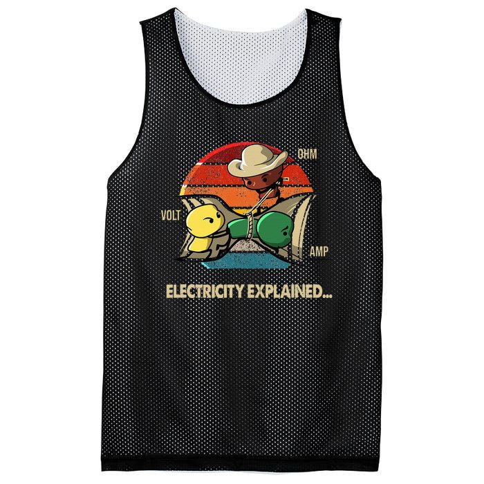 Ohm Volt Amp Electricity Explained Vintage Electrician Nerd Mesh Reversible Basketball Jersey Tank