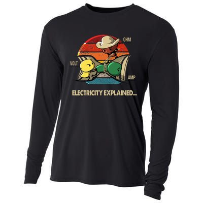 Ohm Volt Amp Electricity Explained Vintage Electrician Nerd Cooling Performance Long Sleeve Crew