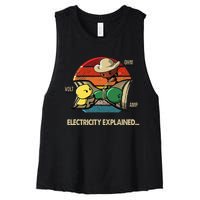 Ohm Volt Amp Electricity Explained Vintage Electrician Nerd Women's Racerback Cropped Tank