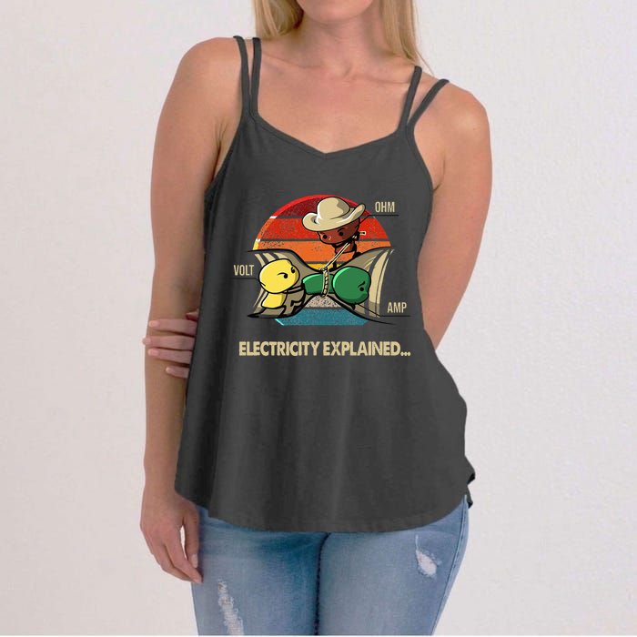 Ohm Volt Amp Electricity Explained Vintage Electrician Nerd Women's Strappy Tank