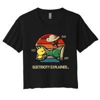 Ohm Volt Amp Electricity Explained Vintage Electrician Nerd Women's Crop Top Tee