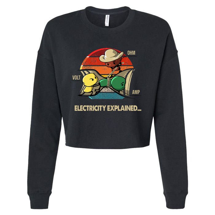 Ohm Volt Amp Electricity Explained Vintage Electrician Nerd Cropped Pullover Crew