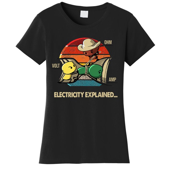 Ohm Volt Amp Electricity Explained Vintage Electrician Nerd Women's T-Shirt