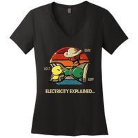 Ohm Volt Amp Electricity Explained Vintage Electrician Nerd Women's V-Neck T-Shirt