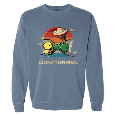 Ohm Volt Amp Electricity Explained Vintage Electrician Nerd Garment-Dyed Sweatshirt