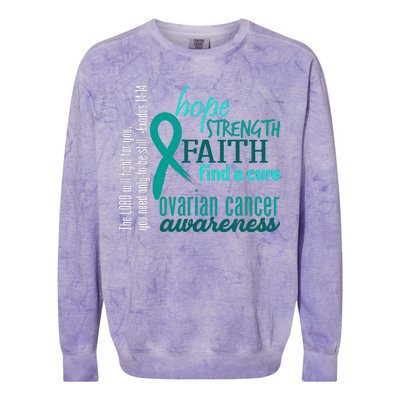 Ovarian Cancer Awareness Hope Faith Love Colorblast Crewneck Sweatshirt