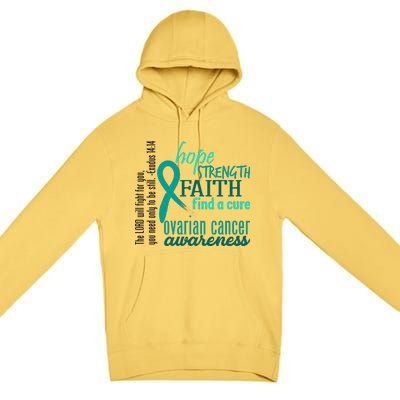 Ovarian Cancer Awareness Hope Faith Love Premium Pullover Hoodie