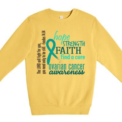 Ovarian Cancer Awareness Hope Faith Love Premium Crewneck Sweatshirt