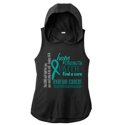 Ovarian Cancer Awareness Hope Faith Love Ladies PosiCharge Tri-Blend Wicking Draft Hoodie Tank