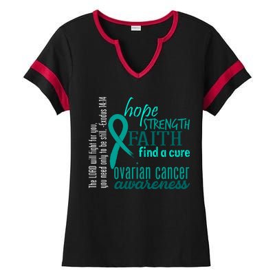 Ovarian Cancer Awareness Hope Faith Love Ladies Halftime Notch Neck Tee