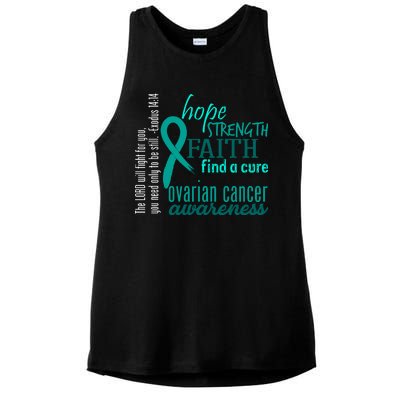 Ovarian Cancer Awareness Hope Faith Love Ladies PosiCharge Tri-Blend Wicking Tank