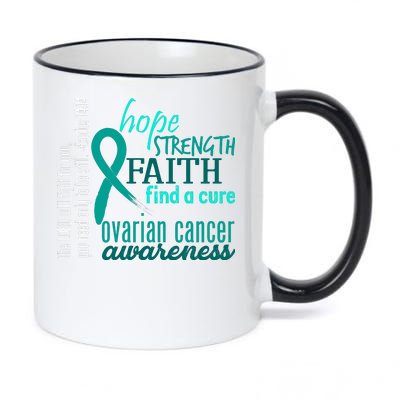 Ovarian Cancer Awareness Hope Faith Love 11oz Black Color Changing Mug