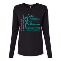 Ovarian Cancer Awareness Hope Faith Love Womens Cotton Relaxed Long Sleeve T-Shirt