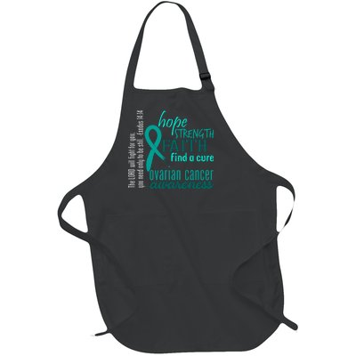 Ovarian Cancer Awareness Hope Faith Love Full-Length Apron With Pockets