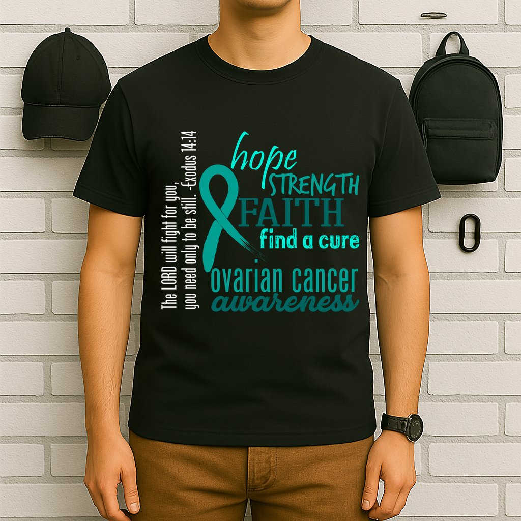 Ovarian Cancer Awareness Hope Faith Love T-Shirt