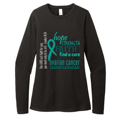 Ovarian Cancer Awareness Hope Faith Love Womens CVC Long Sleeve Shirt