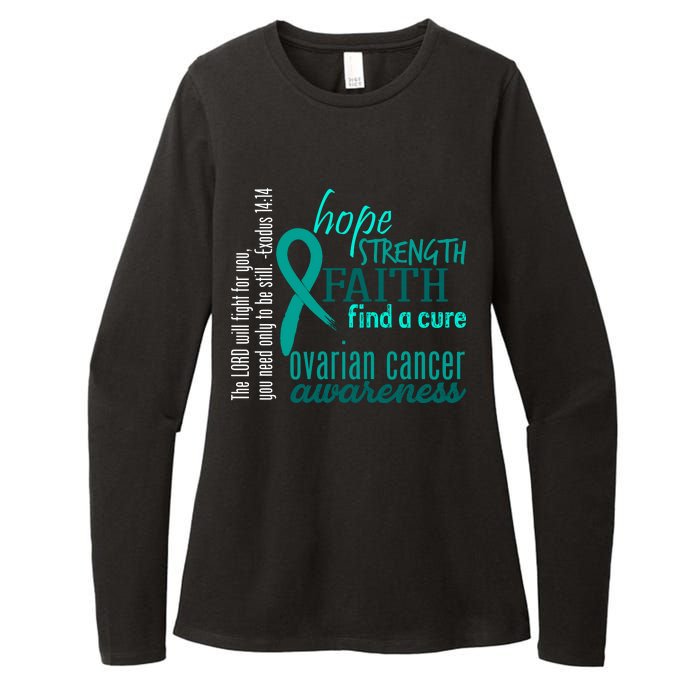 Ovarian Cancer Awareness Hope Faith Love Womens CVC Long Sleeve Shirt