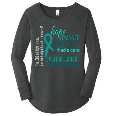 Ovarian Cancer Awareness Hope Faith Love Women's Perfect Tri Tunic Long Sleeve Shirt