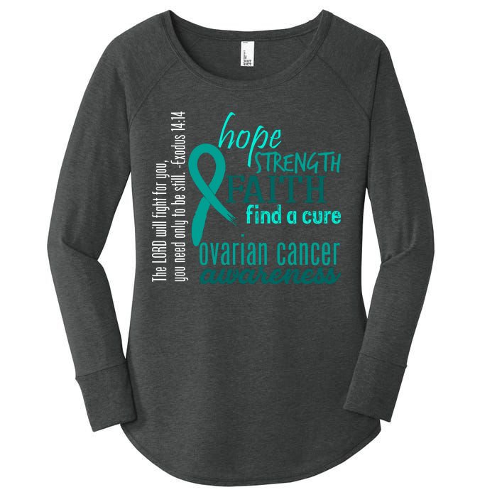 Ovarian Cancer Awareness Hope Faith Love Women's Perfect Tri Tunic Long Sleeve Shirt