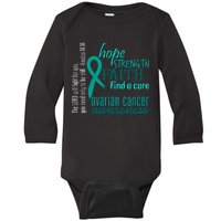 Ovarian Cancer Awareness Hope Faith Love Baby Long Sleeve Bodysuit