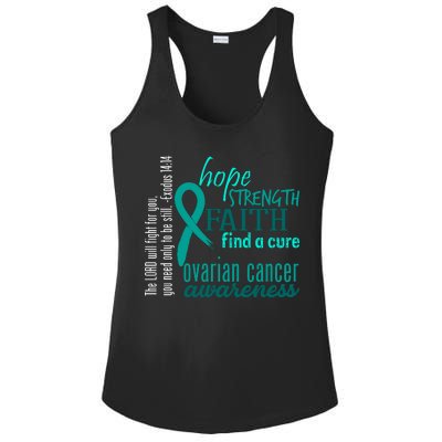 Ovarian Cancer Awareness Hope Faith Love Ladies PosiCharge Competitor Racerback Tank