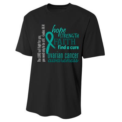 Ovarian Cancer Awareness Hope Faith Love Performance Sprint T-Shirt